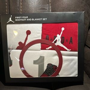 Jordan Red and White Bodysuit Set